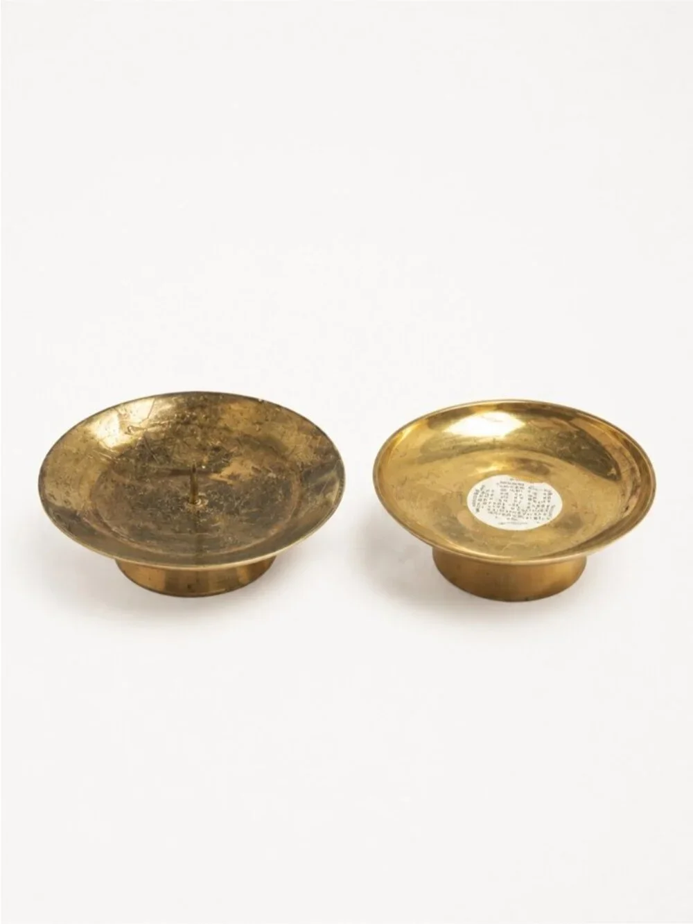 Vintage Hong Kong Brass Chamberstick Candle Holder Pair – Finger Loop & Cup Hold